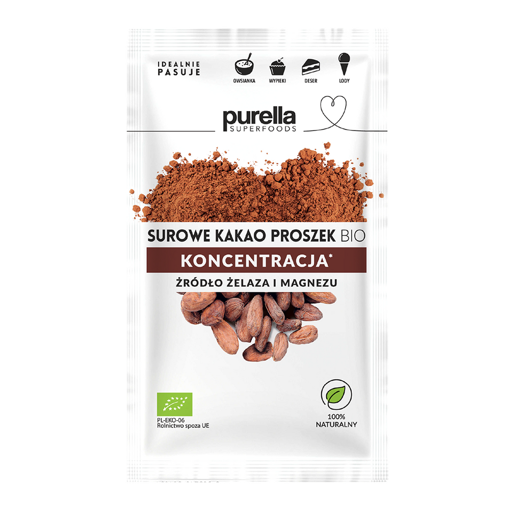 Purella SUPERFOOD Surowe kakao sproszkowane BIO 40g - sklep Purella.pl