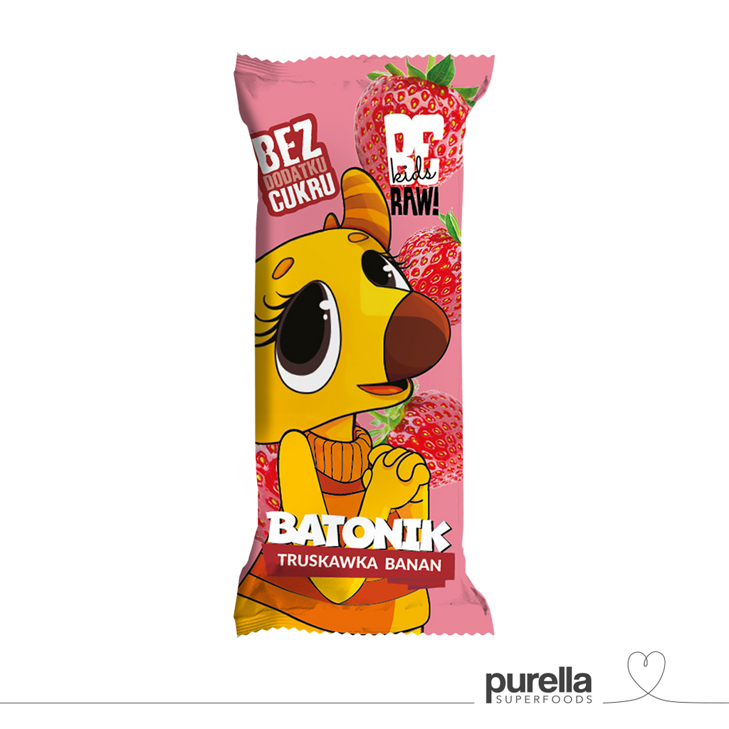 Baton owocowy  dla dzieci -  Truskawka - Banan 25g BeRAW Kids - sklep Purella.pl