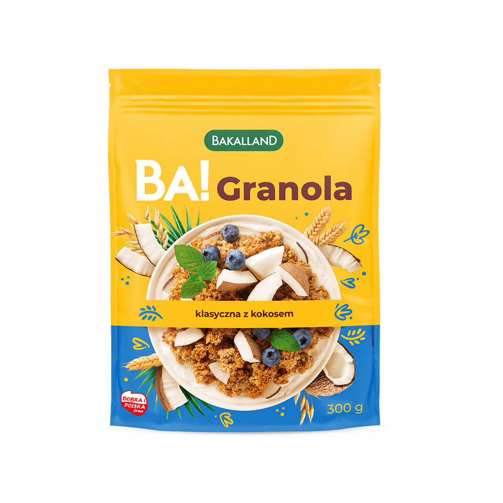 BA! Granola klasyczna z kokosem 300g - sklep Purella.pl