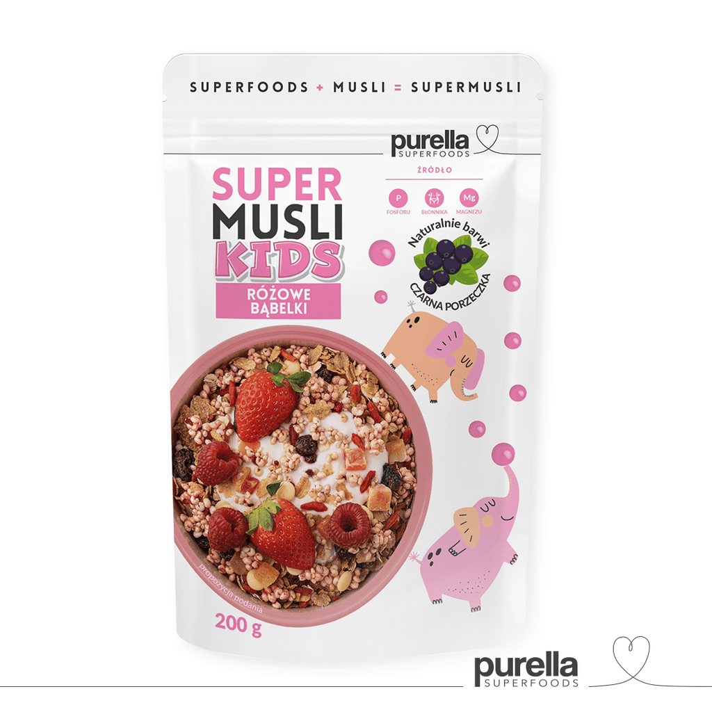 SuperMusli KIDS Różowe bąbelki 200 g - Purella