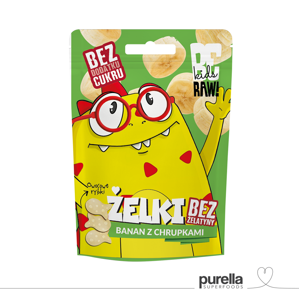 BeRAW Kids żelki Banan z chrupkami 35g - sklep Purella.pl