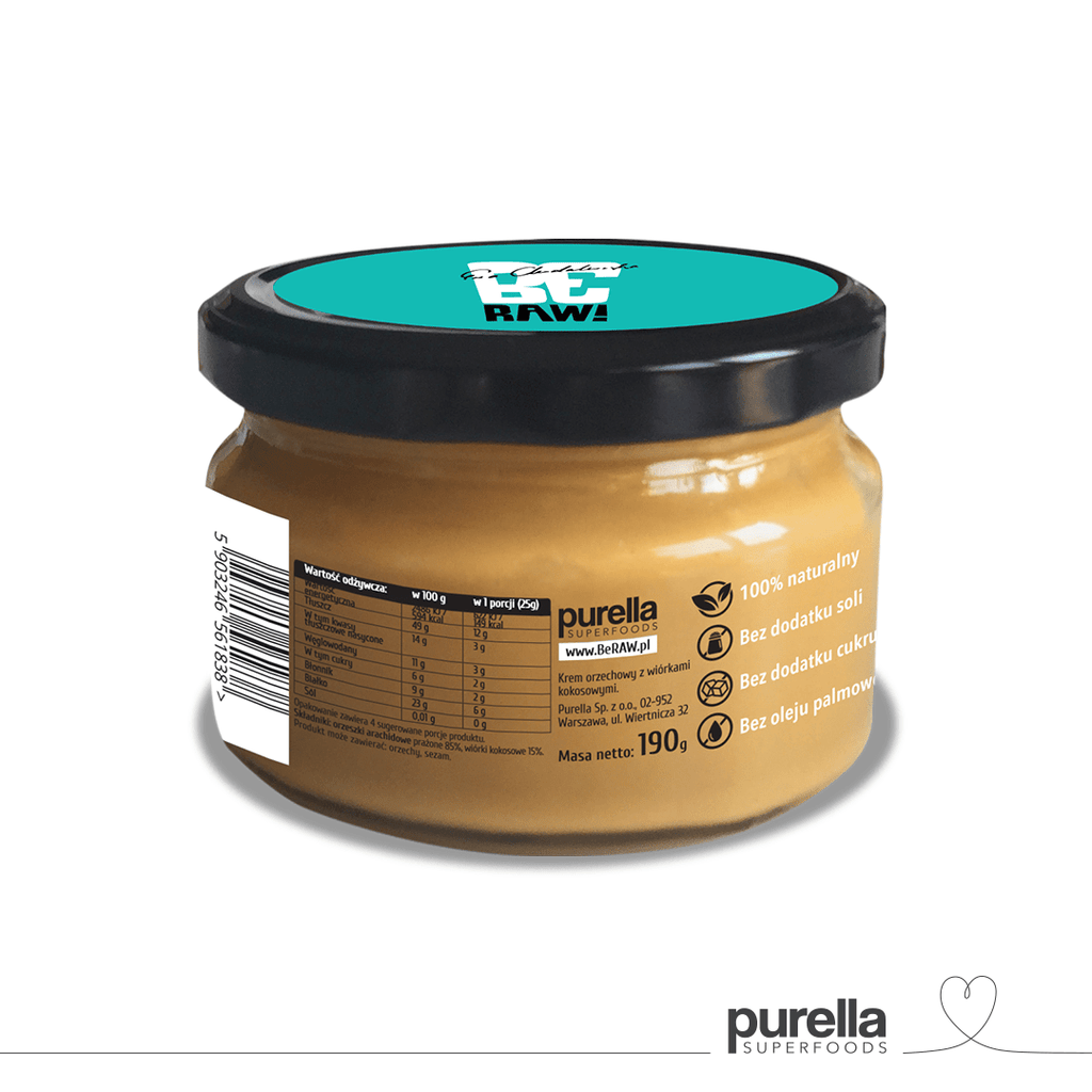 BeRAW Peanut butter Coconut 190g - Purella - 1