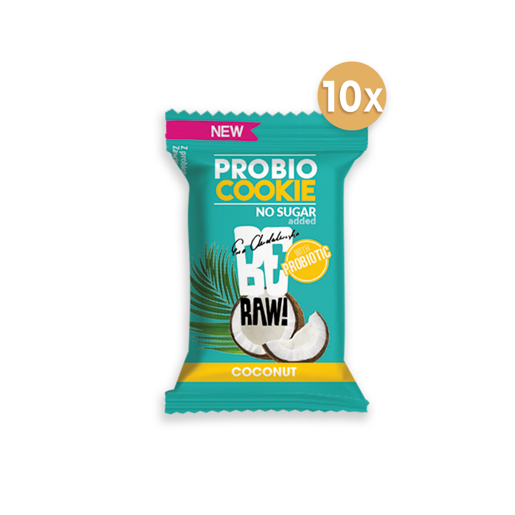Zestaw 10 szt - BeRAW ciastko probiotyczne kokosowe 18g - sklep Purella.pl