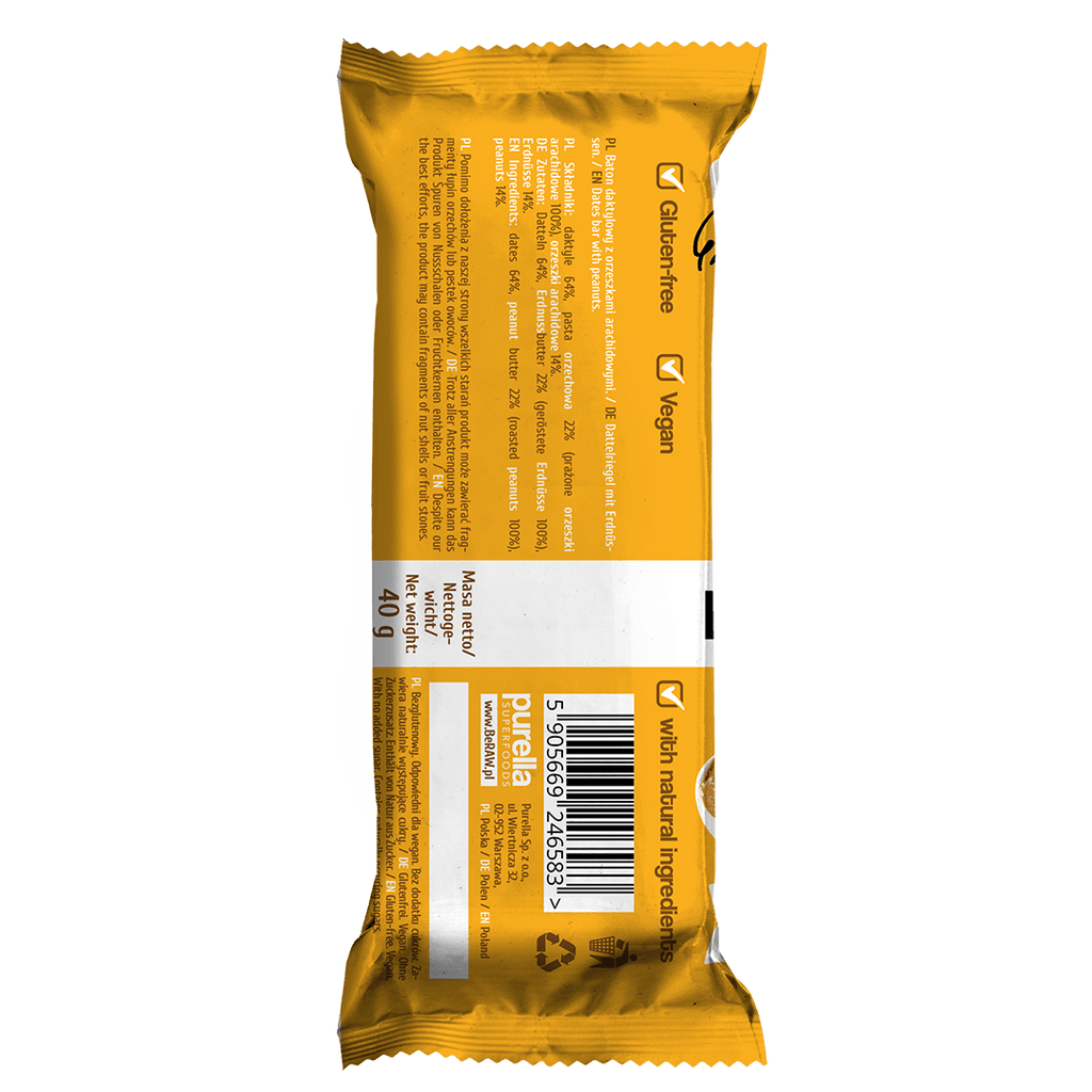 BeRAW Bar Energy Peanut Butter 40g - Purella - 1