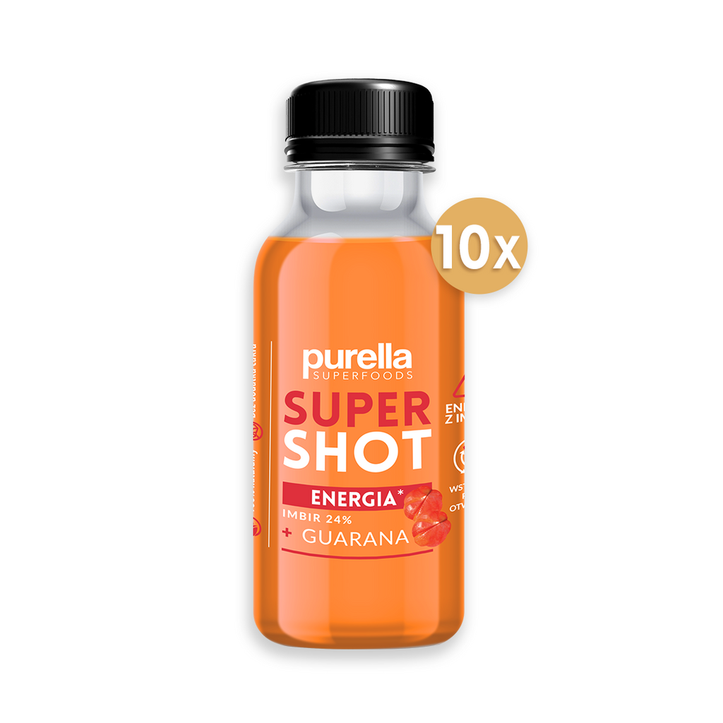 Zestaw 10 szt - Purella SuperShot Energia, napój imbirowy na energię 100ml