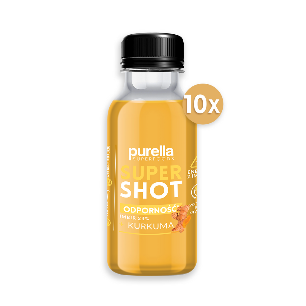 Zestaw 10 szt - Purella SuperShot Odporność, napój imbirowy z kurkumą na odporność 100 ml