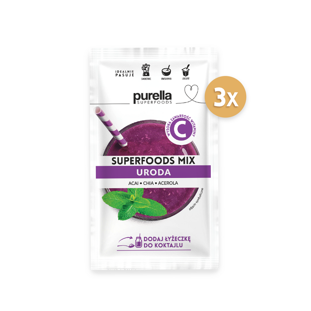 Zestaw 3 szt - Purella Superfoods MIX Uroda - mieszanka superfoodów na urodę 40 g - sklep Purella.pl